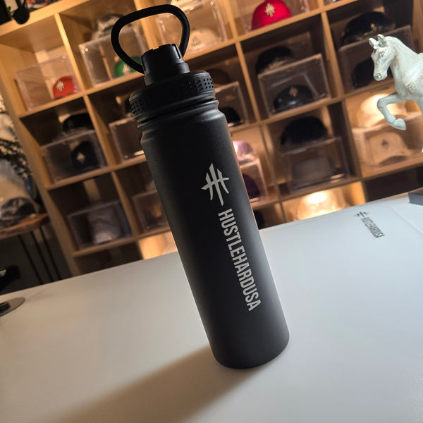 HustleHardUSA 24oz ALL BLACK PREMIUM WaterBottle