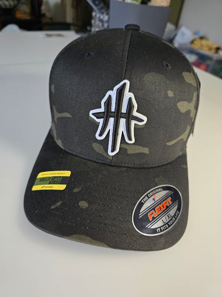 HustleHardUSA CAMO FlexFit Fitted Lid