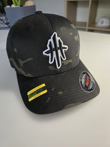 HustleHardUSA CAMO FlexFit Fitted Lid