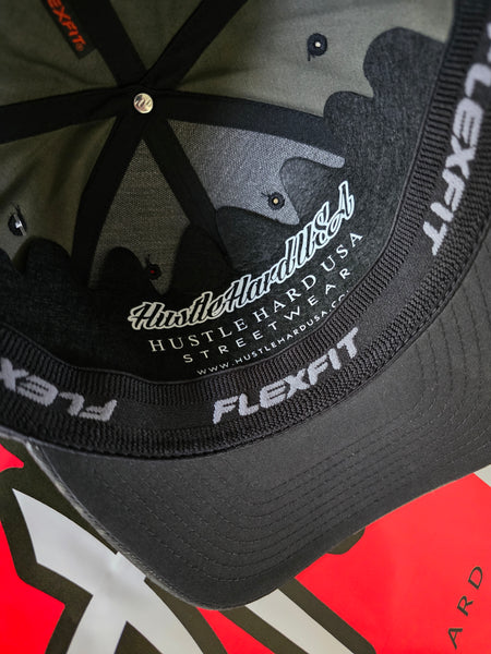 HustleHardUSA CAMO FlexFit Fitted Lid