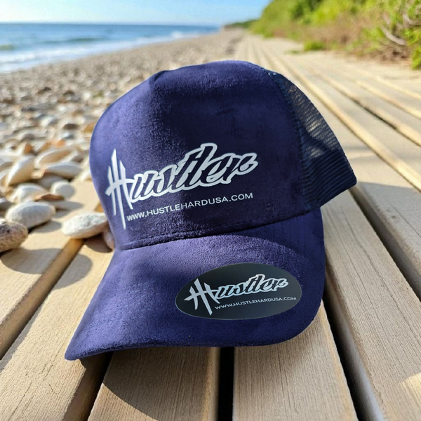 HustleHardUSA "MAR" Custom Blue Suede HUSTLER Cap