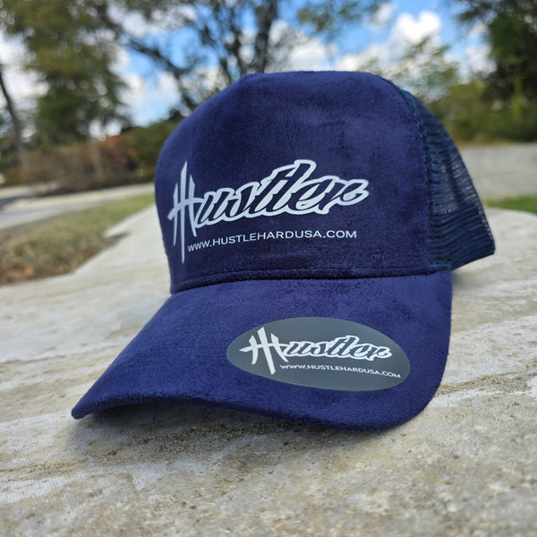 HustleHardUSA "MAR" Custom Blue Suede HUSTLER Cap