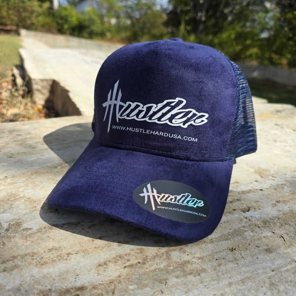 HustleHardUSA "MAR" Custom Blue Suede HUSTLER Cap