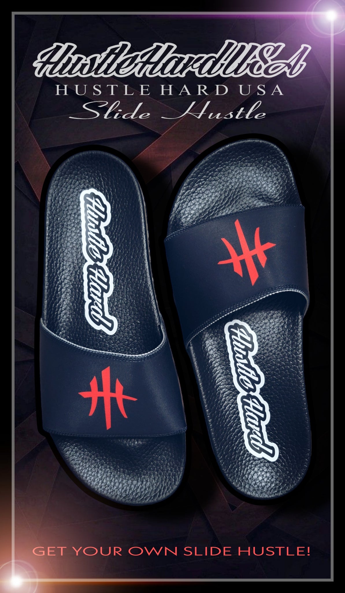 HustleHardUSA "SLIDE HUSTLE" CUSTOM SLIDES (MEN'S PURCHASlNG LINK)