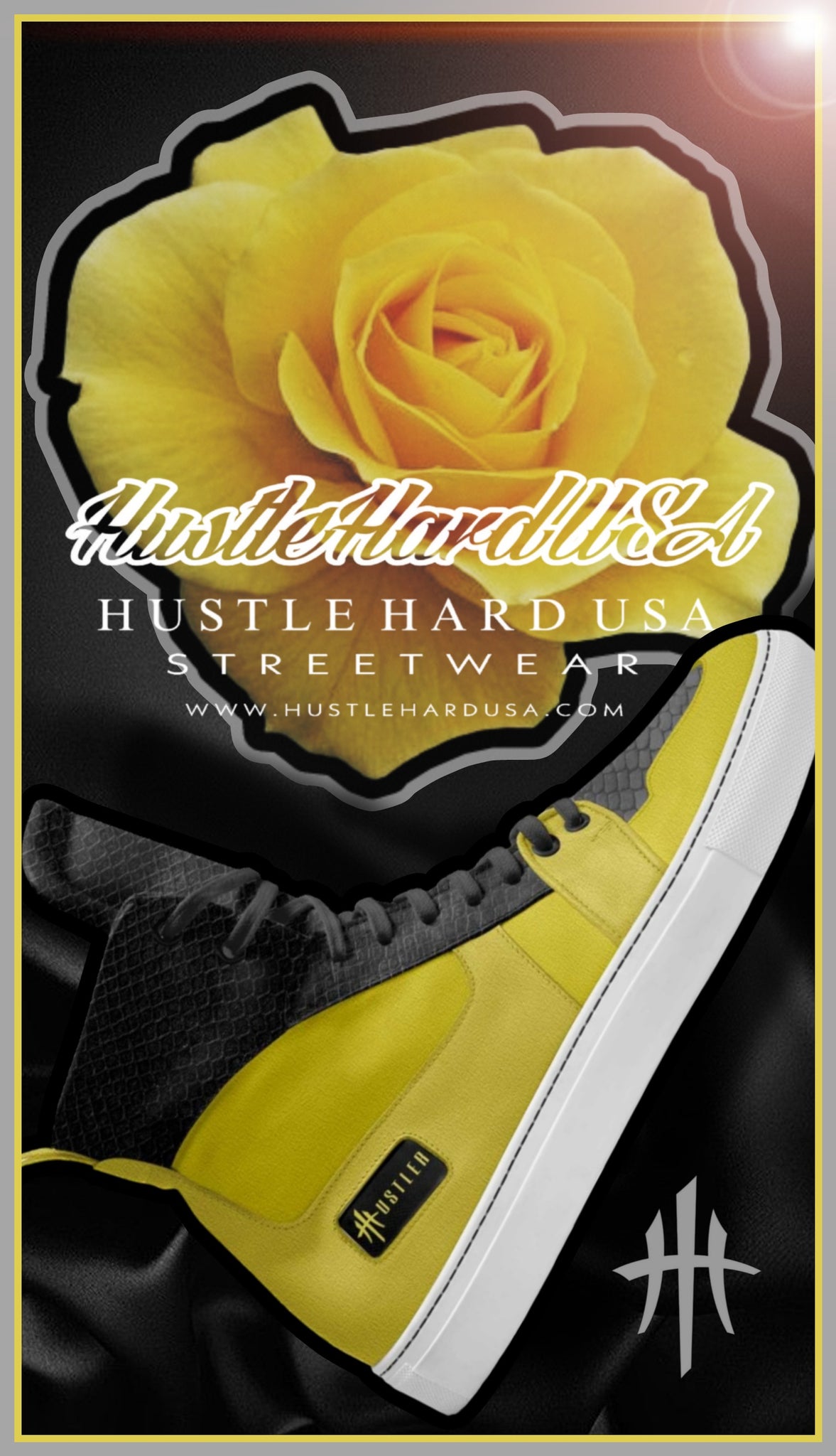 HustleHardUSA "The Yellow Rose of Texas Custom Leather Sneakers