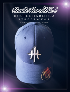 HustleHardUSA Navy Blue Fitted Lid