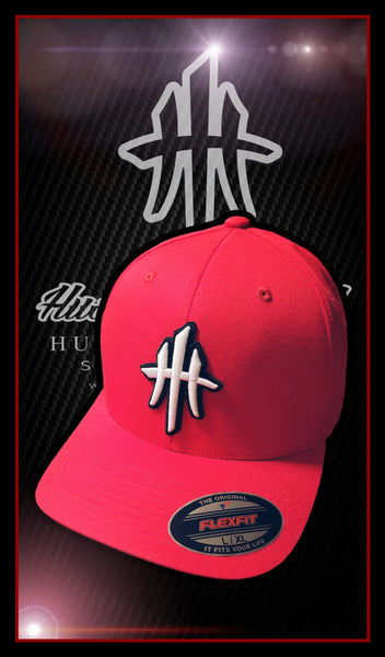 HustleHardUSA RED V-Flex Fitted Twill Cap