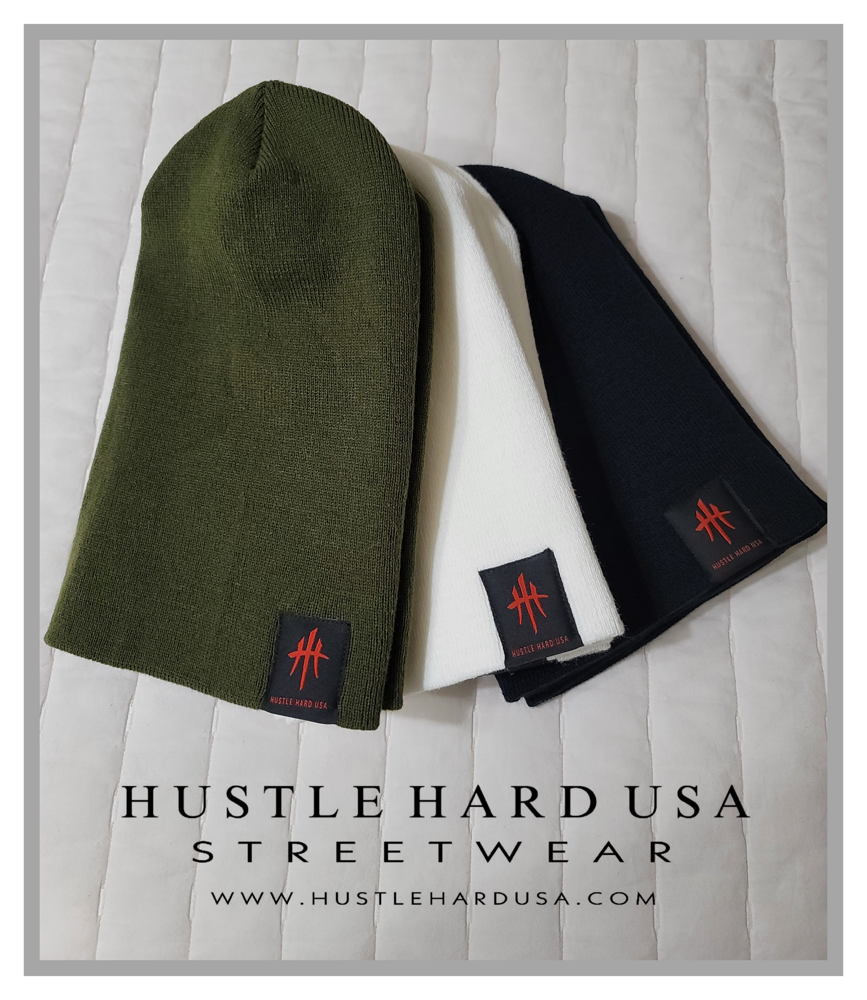 HustleHardUSA Custom Knit Beanie