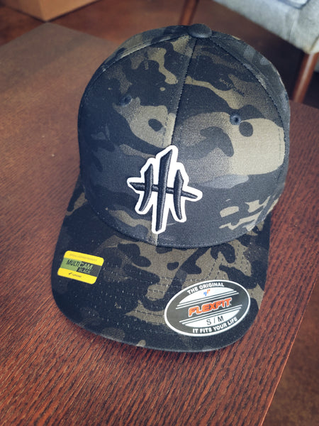 HustleHardUSA CAMO FlexFit Fitted Lid