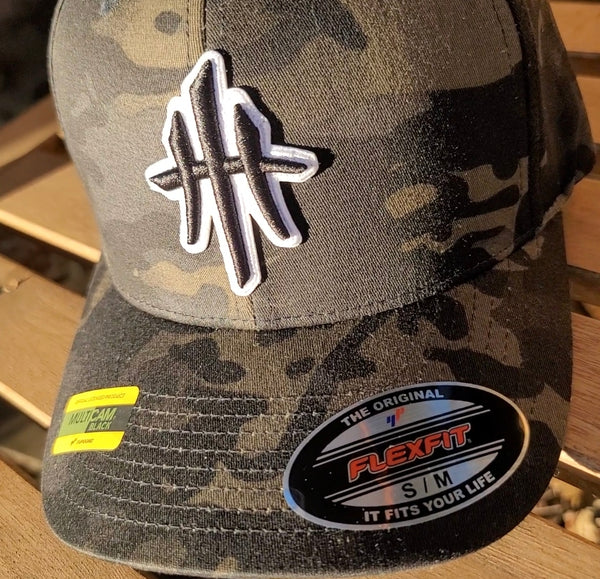 HustleHardUSA CAMO FlexFit Fitted Lid