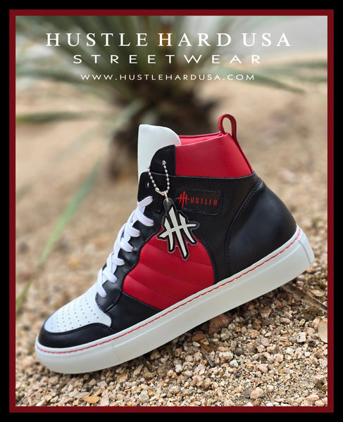 HustleHardUSA "HUSTLER No.6" All Leather Custom High Top Sneaker