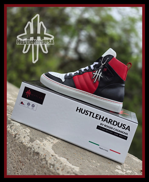 HustleHardUSA "HUSTLER No.6" All Leather Custom High Top Sneaker