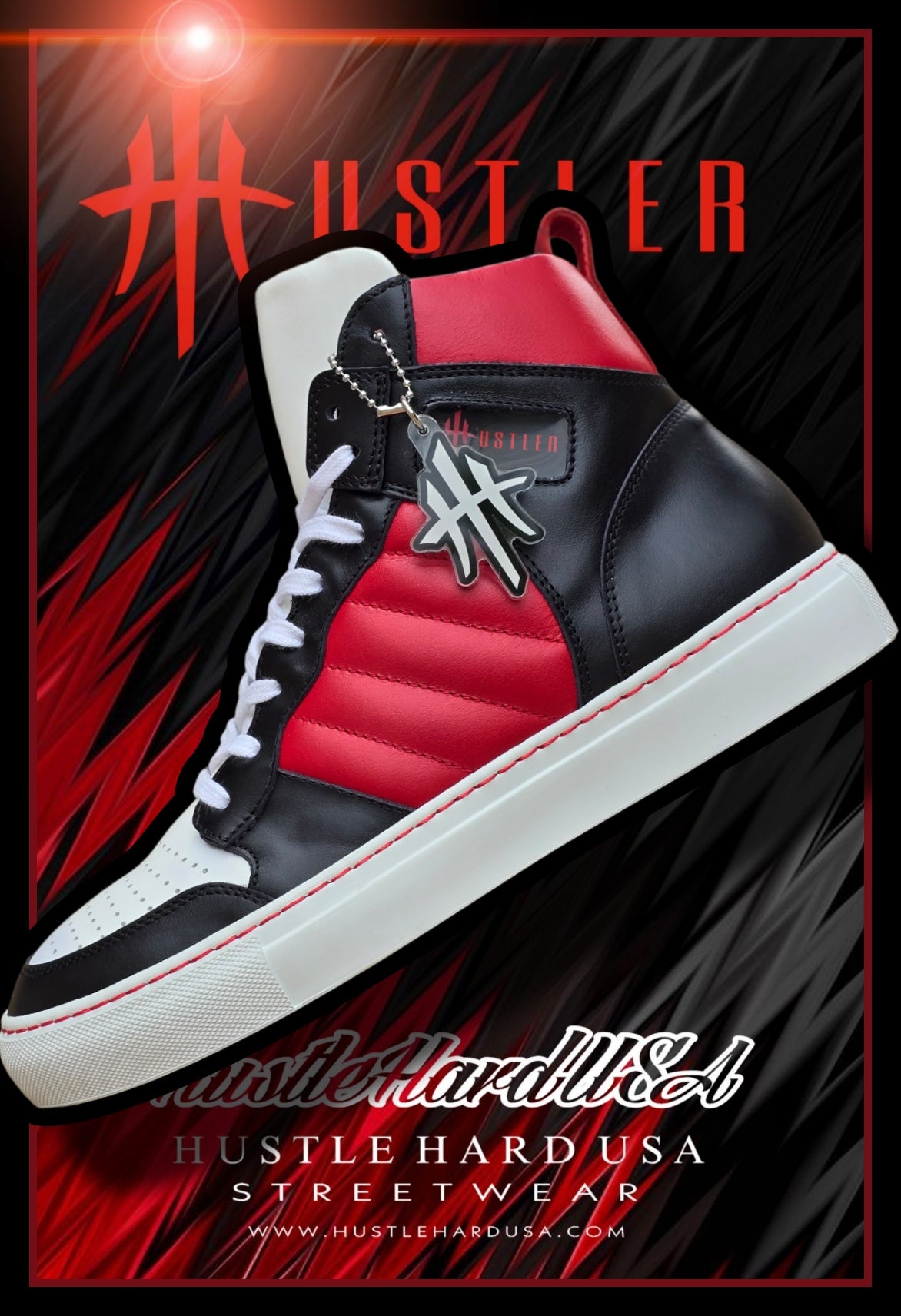 HustleHardUSA "HUSTLER No.6" All Leather Custom High Top Sneaker