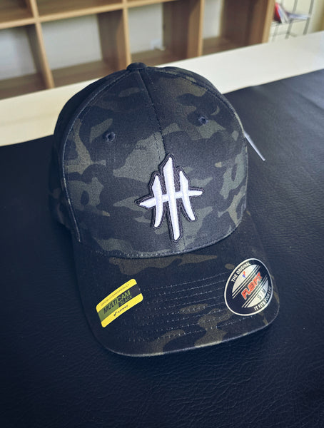 HustleHardUSA CAMO FlexFit Fitted Lid