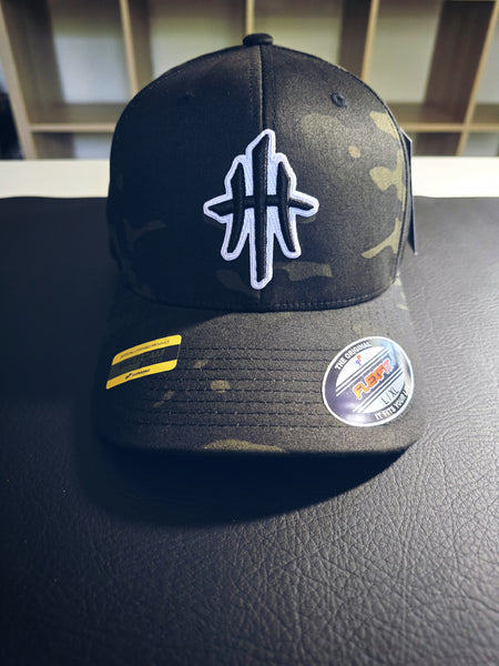 HustleHardUSA CAMO FlexFit Fitted Lid