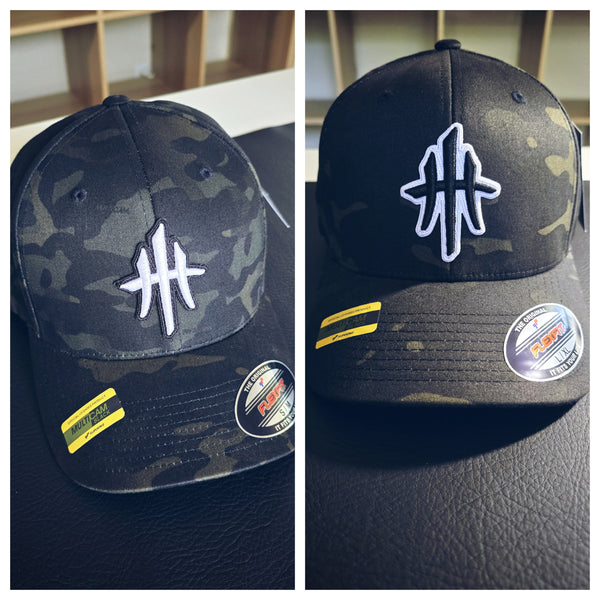 HustleHardUSA CAMO FlexFit Fitted Lid