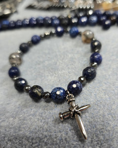 HustleHardUSA BLUE LAPIS Rosary Styled Bracelet