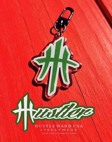 HustleHardUSA 2.5" GREEN Custom Key Chain