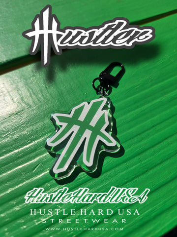 HustleHardUSA 2.5" GREEN Custom Key Chain