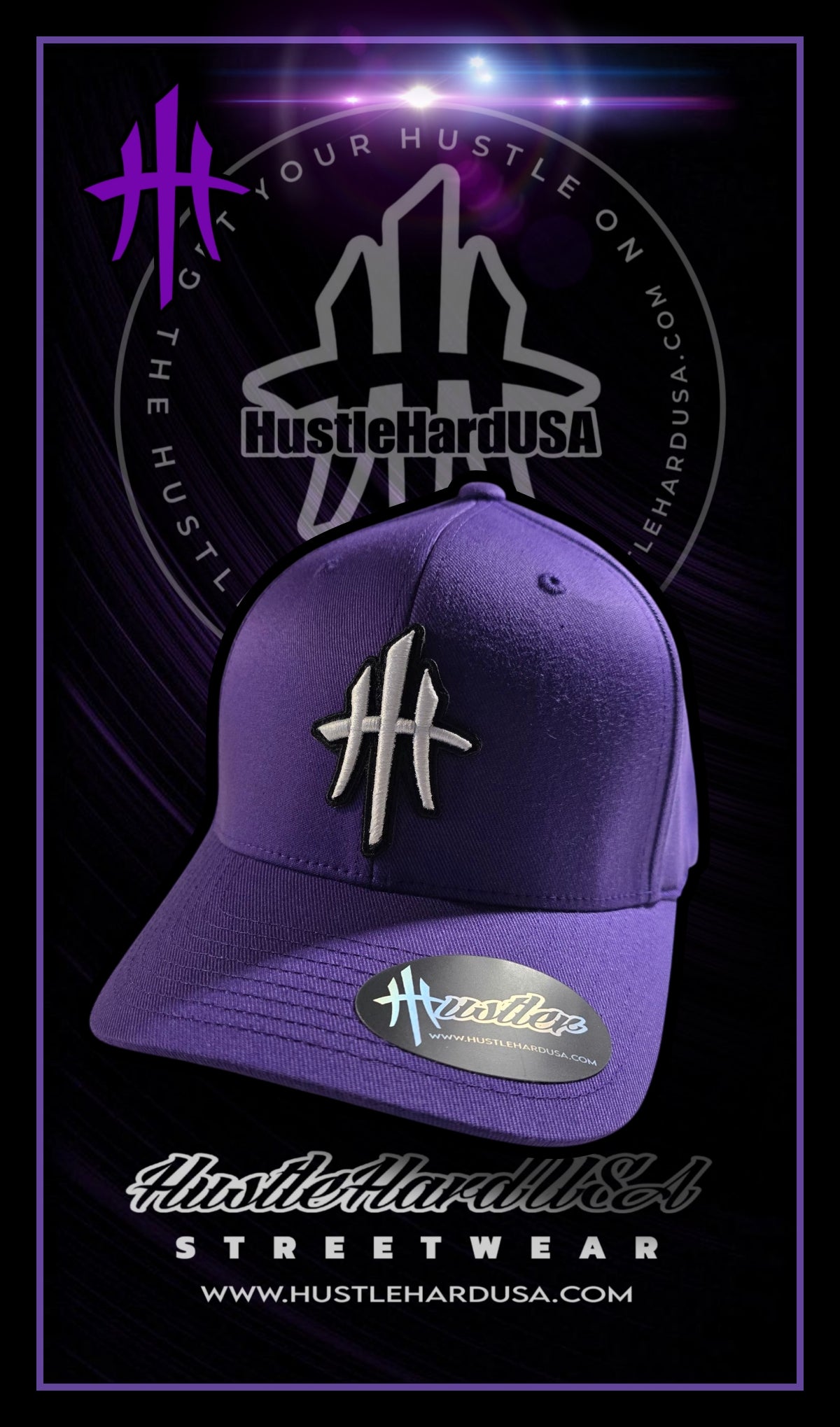 HustleHardUSA "PurpleFam" HUSTLER Custom Fitted Lid