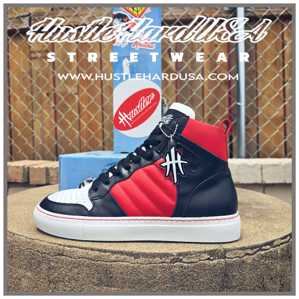 HustleHardUSA "HUSTLER No.6" All Leather Custom High Top Sneaker
