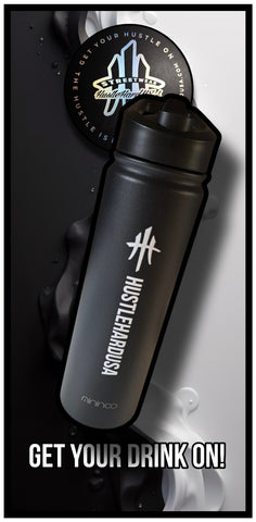 HustleHardUSA 24oz ALL BLACK PREMIUM WaterBottle