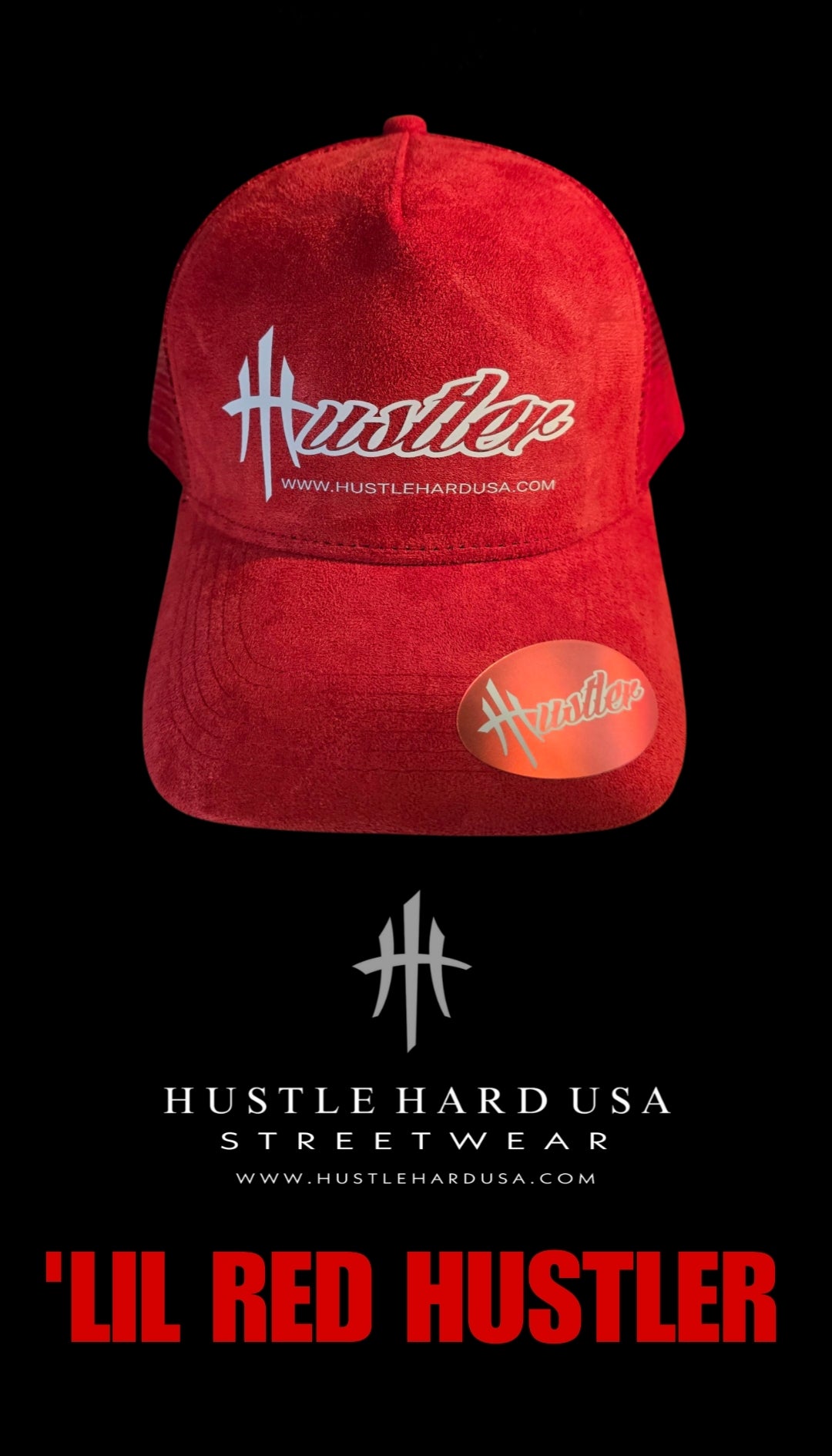 HustleHardUSA 'LIL RED HUSTLER Suede Cap