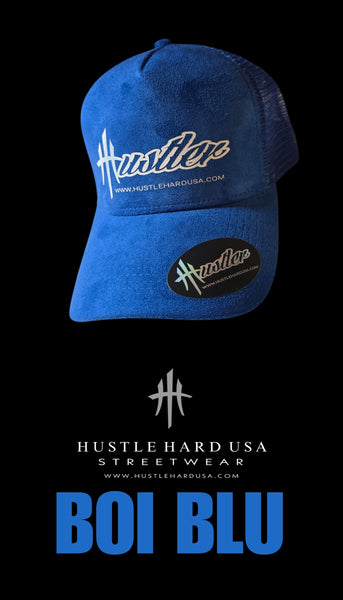 HustleHardUSA BOI BLU HUSTLER Suede Cap