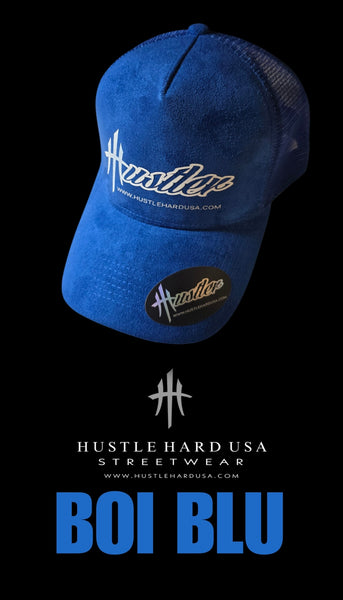 HustleHardUSA BOI BLU HUSTLER Suede Cap
