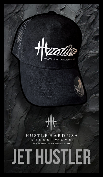 HustleHardUSA JET HUSTLER Black Suede Cap