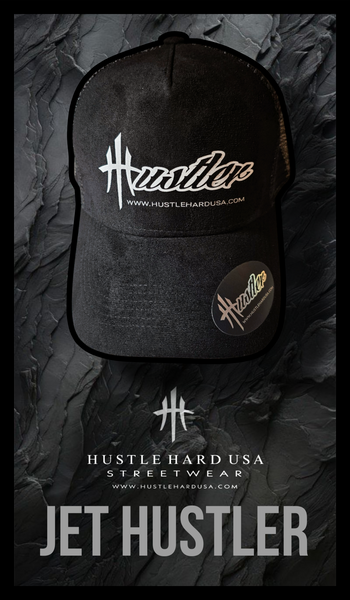 HustleHardUSA JET HUSTLER Black Suede Cap