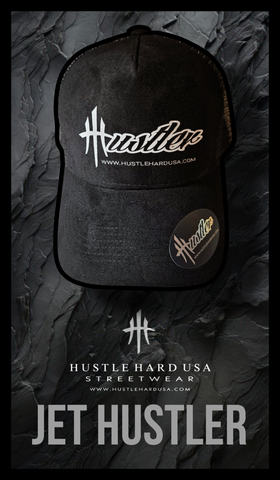 HustleHardUSA JET HUSTLER Black Suede Cap