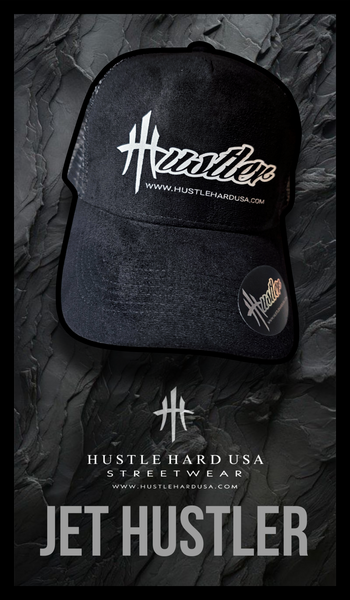 HustleHardUSA JET HUSTLER Black Suede Cap