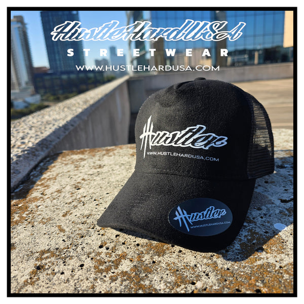 HustleHardUSA JET HUSTLER Black Suede Cap