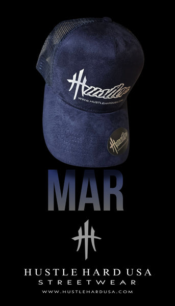 HustleHardUSA "MAR" Custom Blue Suede HUSTLER Cap