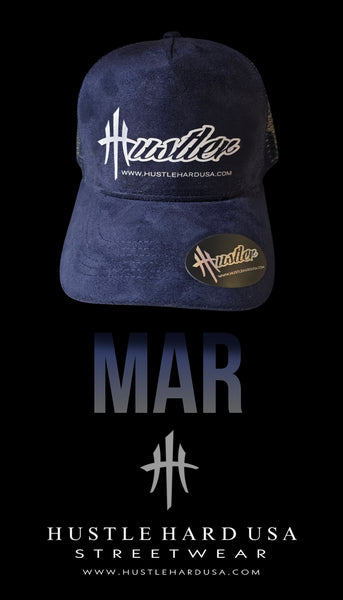 HustleHardUSA "MAR" Custom Blue Suede HUSTLER Cap