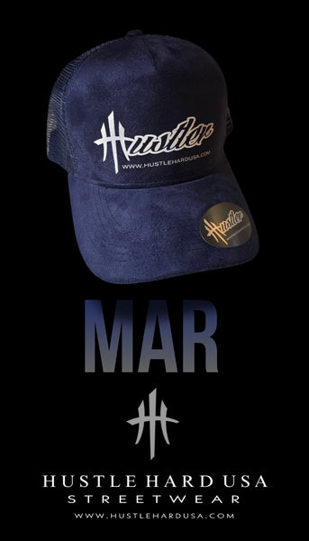 HustleHardUSA "MAR" Custom Blue Suede HUSTLER Cap