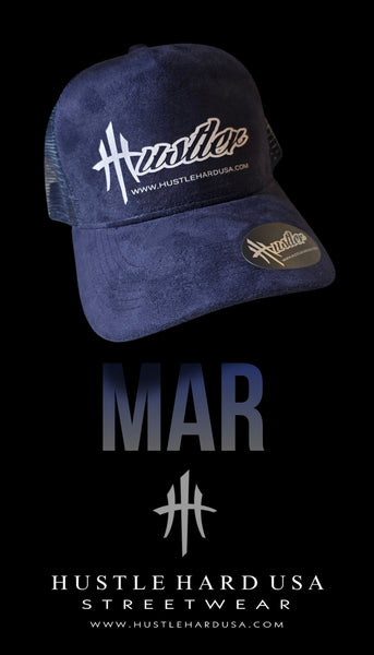 HustleHardUSA "MAR" Custom Blue Suede HUSTLER Cap