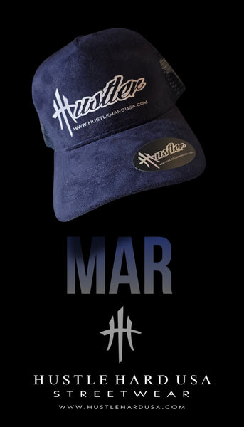 HustleHardUSA "MAR" Custom Blue Suede HUSTLER Cap