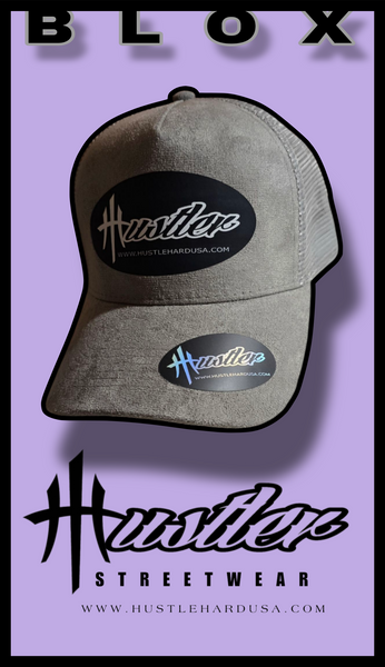 HustleHardUSA "BLOX" Custom Gray Suede Hustler Cap