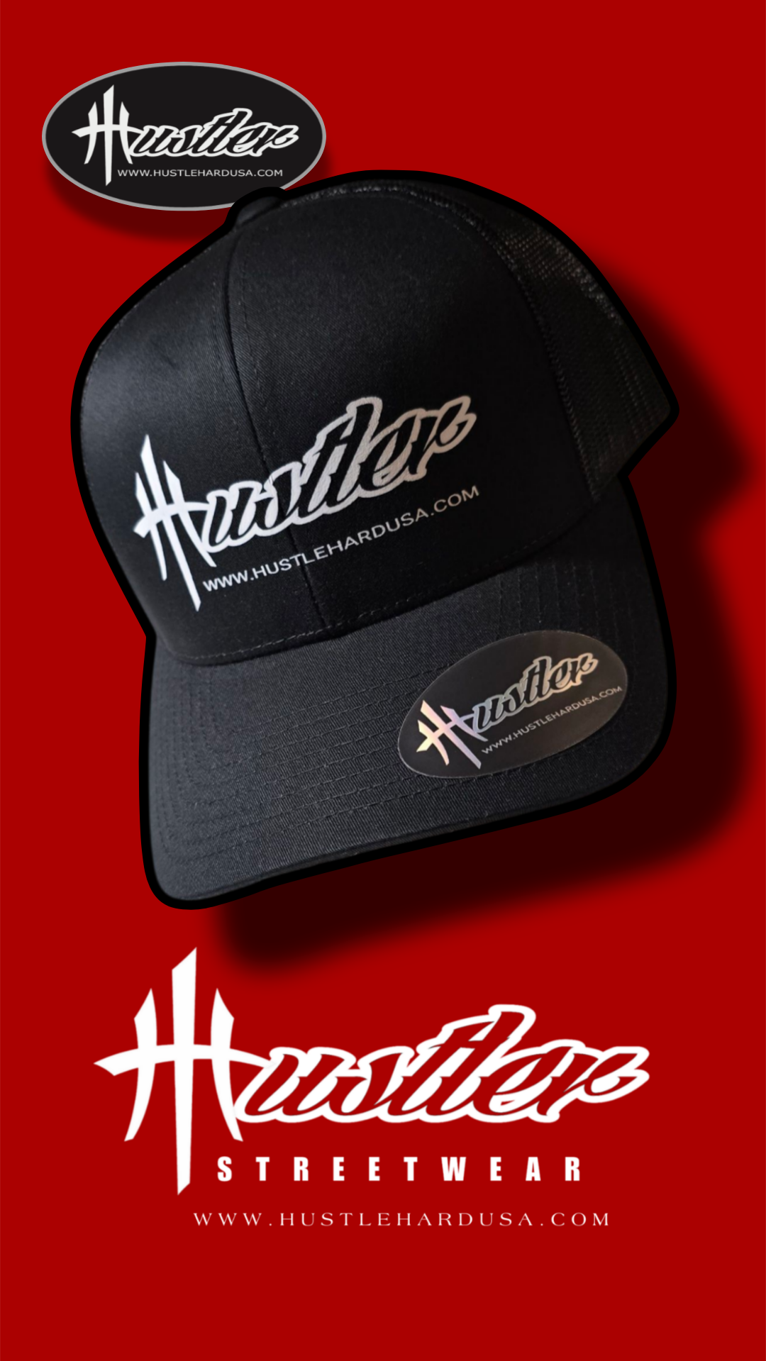 HustleHardUSA Classic ALL BLACK HUSTLER Trucker