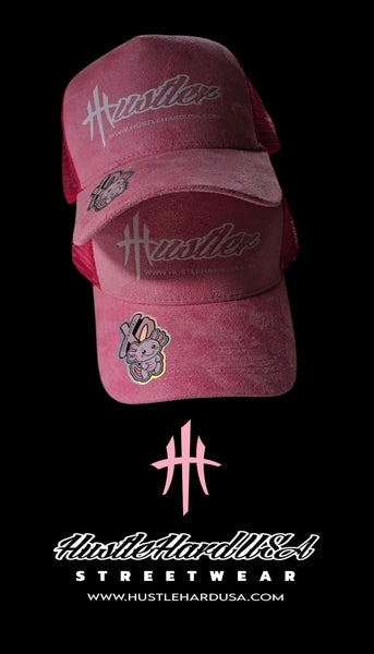 HustleHardUSA Custom "XO" Pink Suede HUSTLER Lid