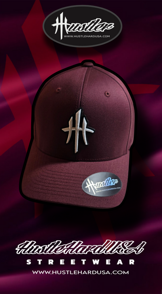 HustleHardUSA Custom Maroon (FlexFit) HUSTLER LID