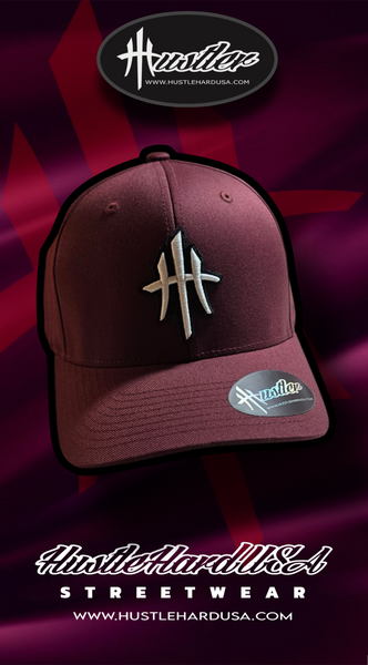 HustleHardUSA Custom Maroon (FlexFit) HUSTLER LID