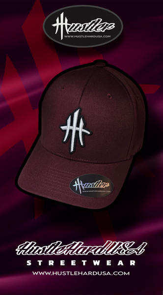 HustleHardUSA Custom Maroon (FlexFit) HUSTLER LID