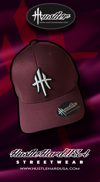 HustleHardUSA Custom Maroon (FlexFit) HUSTLER LID