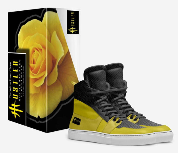 HustleHardUSA "The Yellow Rose of Texas Custom Leather Sneakers