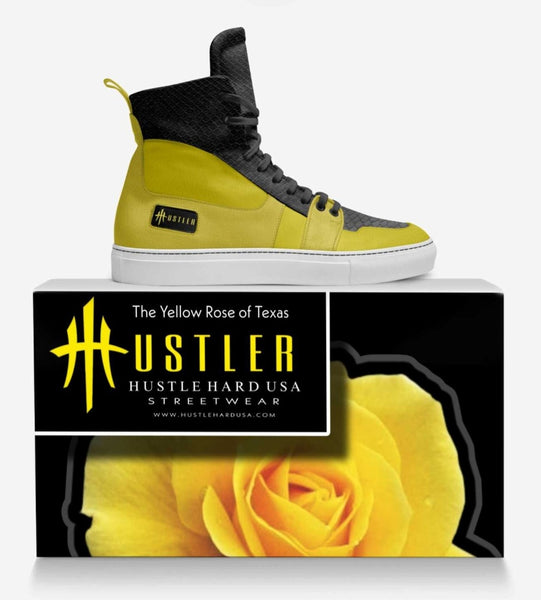 HustleHardUSA "The Yellow Rose of Texas Custom Leather Sneakers