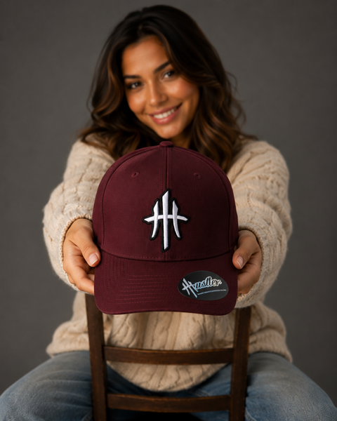 HustleHardUSA Custom Maroon (FlexFit) HUSTLER LID