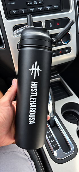 HustleHardUSA 24oz Double Walled Stainless Steel Water Bottle